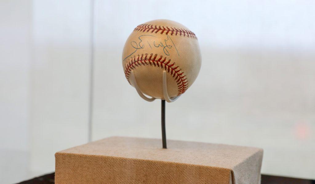 george bush baseball on display